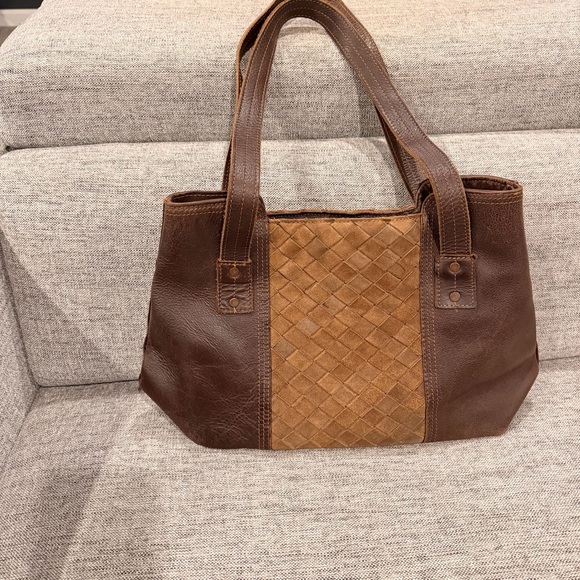 STS | Full Grain Leather Woven Brown and Tan Women's Tote Bag | Conceal Carry - Picture 4 of 9